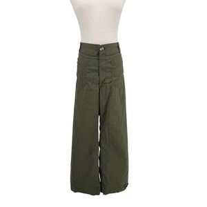 Free People Colette Wide Leg Pants Size 34 Olive Green Utility High Rise Cargo